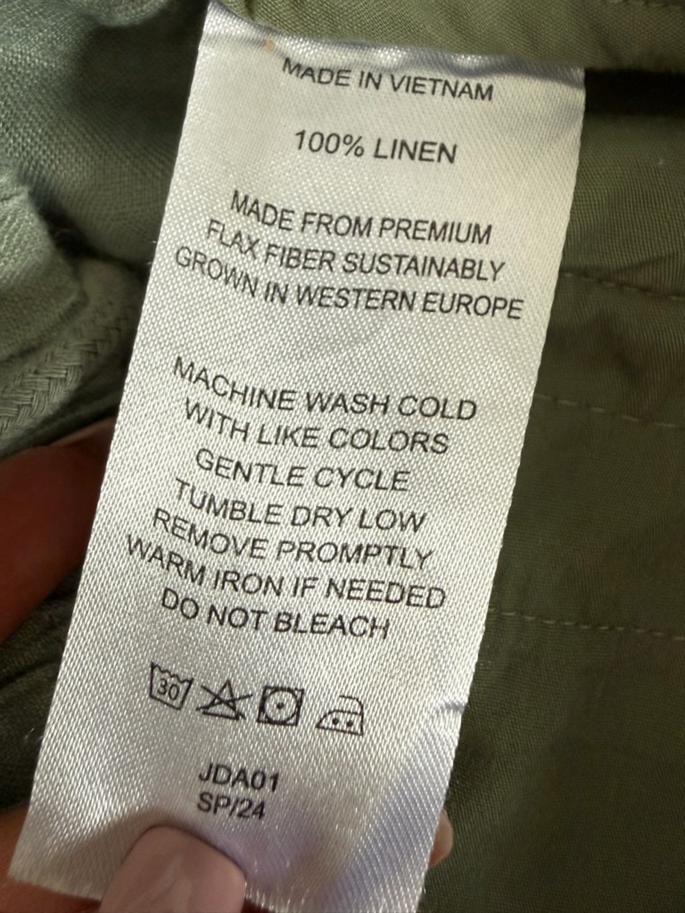 Quince 100% European Linen Pants Women S Sage Green Wide Leg Drawstring Pockets - Picture 4 of 7